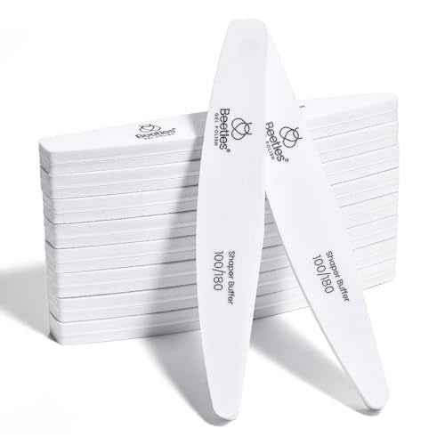 Beetles Pro 10-Pcs Nail File Nail Buffer ? Professional 100/180 Grit Double Sides Sponge Nails Files and Buffers Emery Boards Prep Tool for Acrylic, Gel & Natural Nails ? Salon Quality Manicure Tool