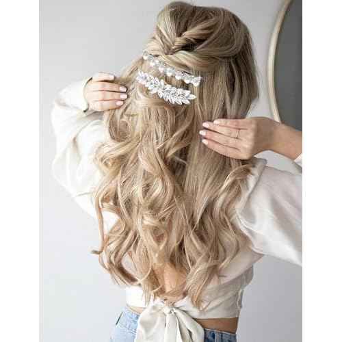 4pcs Rhinestone Pearl Wedding Hair Clips Silver New Bride Bridesmaid Spring Clips French Hairpins Elegant Floral Stylish Accessories Gift for Women Girls