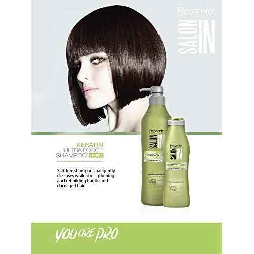 Recamier Professional Salon In +Pro Keratin Ultra Force Hair Shampoo, Conditioner and Serum Bundle 3 Piece kit