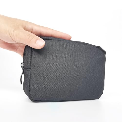 Small Makeup Bag For Purse, 2 Pack Travel Zippered Pouch, Portable Versatile Mini Organizer Toiletry Cosmetic Bag Nylon Electronics Accessories Storage Pouch For Women Men (Black)