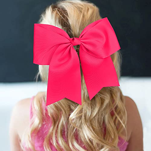 24 PCS 8" Large Cheer Bows Pink Girl Hair Bows Cheerleading Softball Team Bow Hair Accessories for cheerleaders football Competition Sports