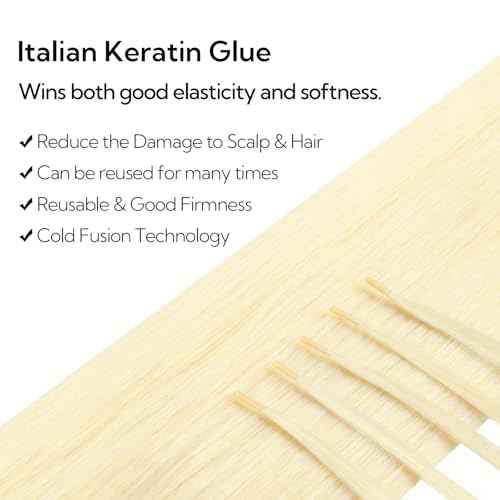 HOTBANANA I Tip Hair Extensions Human Hair, 24 Inch 50g 50s Platinum Blonde Pre Bonded ITip Hair Extensions Cold Fusion I Tip Extensions Straight I Tips Hair Extensions
