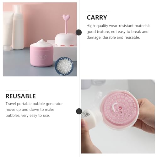 1pc Bubble Machine Manual Milk Frother Household Cleaner Tools for Face Tools for Skincare Bubble Skin Care Bubble Whipped Bottle Bubble Maker Bubble Cup Pink Filling