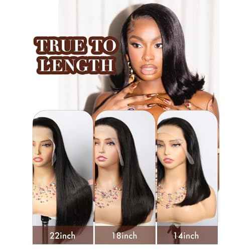 BELE 13X4 Straight Lace Front Wigs Human Hair 210% Density Straight Human Hair Wigs Double Drawn Hair Wigs for Black Women Bleached Knots Pre Plucked with Baby Hair 18 Inch