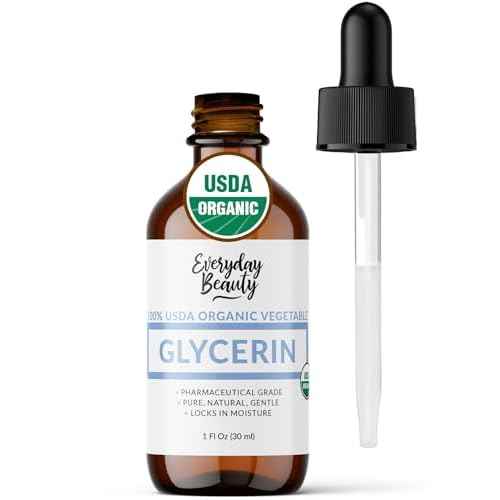 100% Organic Glycerin - For Skin & Hair - Food Grade - USDA Certified - Not From Palm Oil - Perfect Skin and Hair Moisturizer - 1 Fl Oz Glass Bottle & Dropper