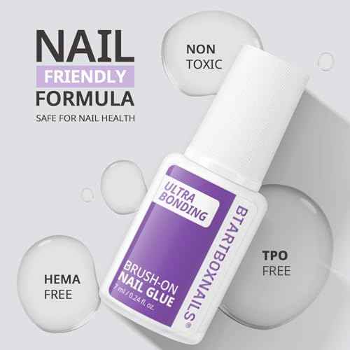 BTArtboxnails XCOATTIPS Brush on Nail Glue - Adhesive Ultra Bonding for Press Ons & Nail Tips, TPO & Hema Free, Super Strong & Easy Application, Quick Air Dry & Long-Lasting Fast Glue, 7ml