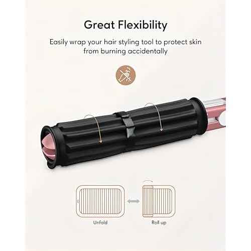 Large Silicone Heat Resistant Mat for Hair Tools, Heat Mat for Curling Iron, Vanity Pad Accessories/Organizer, Portable Hair Styling Hot Tools Mat for Home Travel Salon, with Sticky Tape (Cream)