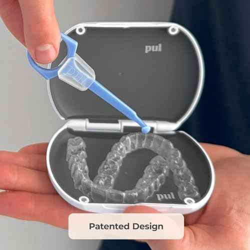 PUL Clear Aligner & Retainer Case ? for Invisalign, Partial Dentures, Mouth & Night Guards, PUL Removal Tool, Dental Removables ? Plastic Holder w/Secure Magnet Closure, Sleek & Slim Design ? Purple