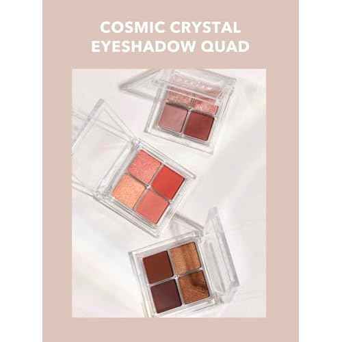 SHEGLAM Cosmic Crystal Eyeshadow Quad 4-Color Matte Glitter Eyeshadow Palette Rose Gold Warm Peach Brown Long Lasting Ultra Pigmented Smooth Blendable Eyeshadow-Quad-Spellbound