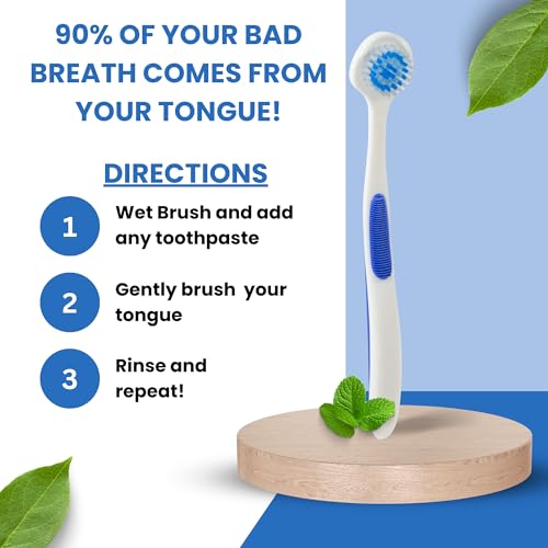 Tongue Cleaner, Tongue Brush, Tongue Scraper for Fresh Breath, Tongue Scraper for Adults | Tongue Scraper for Kid, Tongue Scrapers for Bad Breath Treatment (1 Pack (Brush))