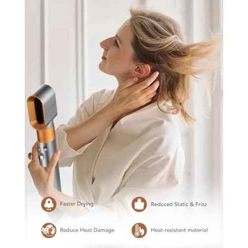 Pre-Styling Dryer Nozzle for Dyson Airwrap HS01/HS05 ? Fast Drying Attachment, Nickel/Copper (Part 969759-05)