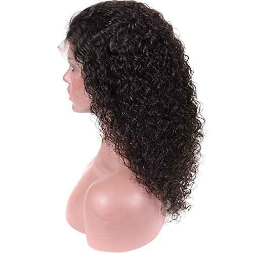 Deep Wave Curly Lace Front Wigs Human Hair 13x4 Frontal Wigs Deep Curly Human Virgin Hair Wigs 16 inches Glueless Deep Curly Wigs 150% Density Pre Plucked with Baby Hair Natural Color (16inches)