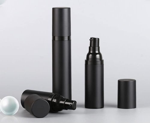 3 Pack Black Airless Pump Bottle Travel Lotion Bottles Cosmetic Cream Bottle Vacuum Pump Bottles Makeup Dispenser Container (15ml/0.5oz)
