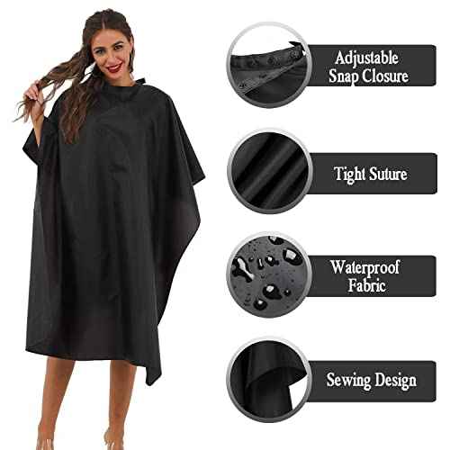 Black Barber Cape - Professional Nylon Waterproof Salon Cape, 59" x 47", 8 Pack