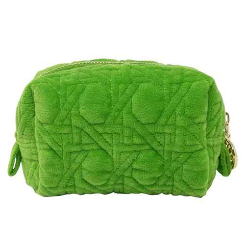 Lilly Pulitzer Gold Quilted Zipper Pouches, Cute Cosmetic Case for Women, Travel Toiletry Bag, Small Pouch Bag for Supplies, Set of 2, Makeup or Toiletries (Peninsula Green)