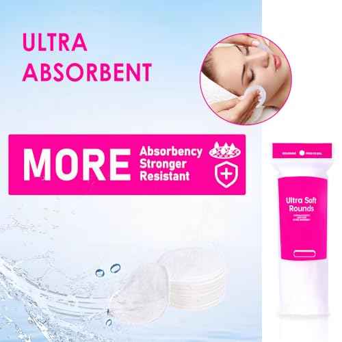 2000 PCS Ultra Soft Cotton Rounds, White, Double-Layered, Hypoallergenic, Lint-Free, 20 Pack with 100 Count Each, Premium Facial Cleansing Pads for Makeup Removal