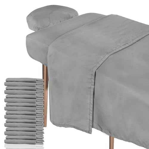 Oudain 8 Sets Soft Microfiber Massage Table Sheets Set 3 Piece Set Includes Massage Table Cover Fitted Sheet and Face Rest Cover(Gray)