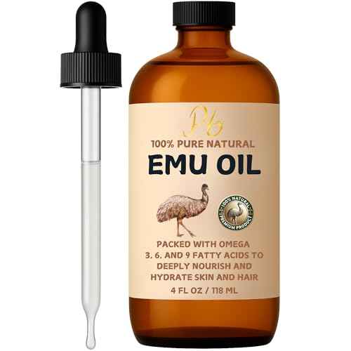 Emu Oil, 100% Pure Australian Emu Oil ? Refined & Unscented ? Natural Moisturizer for Hair, Skin, Face & Body ? Helps with Scars, Dry Skin & Massage ? 4 fl oz Glass Bottle