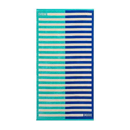Shibumi Luxe Towel, Ebb & Flow, 35"" x 68"", Oversized and Lightweight Beach Towel, Extra Soft Velour Front and Absorbent Terry Back, 100% Cotton & Machine Washable