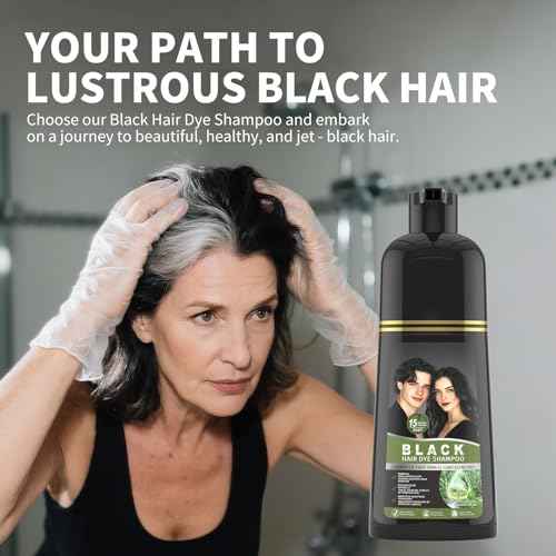 gowwim Black Hair Dye Shampoo, Natural Plant-Based Semi Permanent Hair Color Shampoo for Instant Grey Coverage Touch up for Women & Men Long-Lasting 500ml