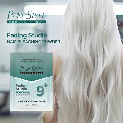 PURESTYLE 1000g Professional Ammonia-Free Hair Bleach Powder, Over 9 Levels Blue Fade Technology, Dust-Free & Fragrance Formula Fading Powder, Gentle Quick Bleach Lightener (1Bucket(1000g))