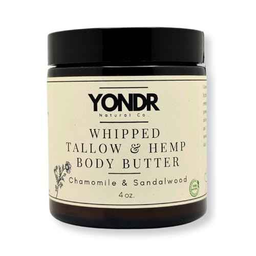 Tallow & Hemp Body Butter ? Whipped Grass?Fed Tallow + Hemp Seed Butter ? Calming Chamomile/Sandalwood/Lavender ? Deep Hydration for Dry & Sensitive Skin (4 oz)
