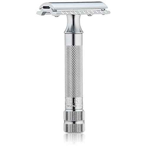 G.B.S Men's Shaving Set- MK34 Double Edge Safety Razor, Bristle Hair Brush, Dual stand, Chrome Shaving Bowl, Natural shave Soap, Leather Razor Case and 10 Blades