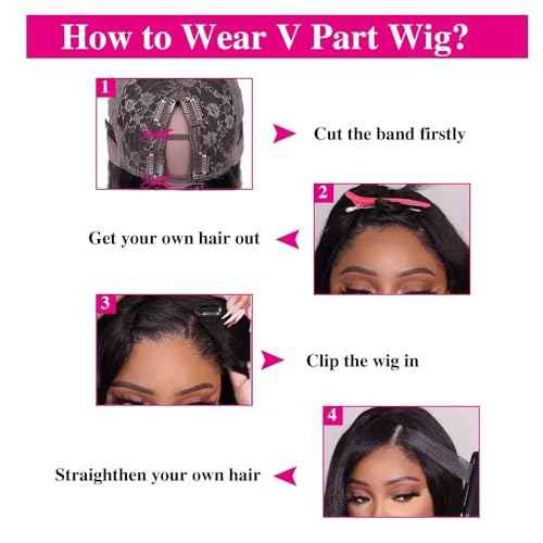 Highlight V Part Wigs Human Hair Straight Brazilian Virgin Human Hair Wigs Ombre Brown Upgrade U Part Wigs 180% Density Glueless Full Head Clip In Half Wigs 20inch #FB30