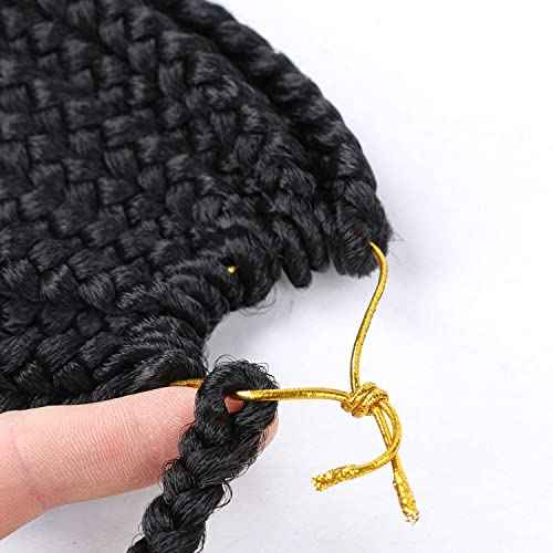 Layashow 12 Inch Crochet Box Braids Curly Ends 6 Packs Bohemian Box Braids Crochet Braid Hair for Black Women (1B, 12 Inch)