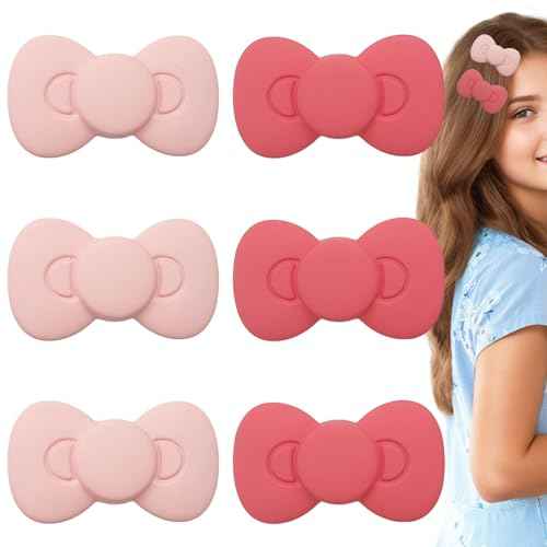 6 PACK Pink Bow Hair Clips for Girls,Cute Bows Hair Barrettes Hairpin Alligator Clips Kawaii Hair Accessories for Women Girls