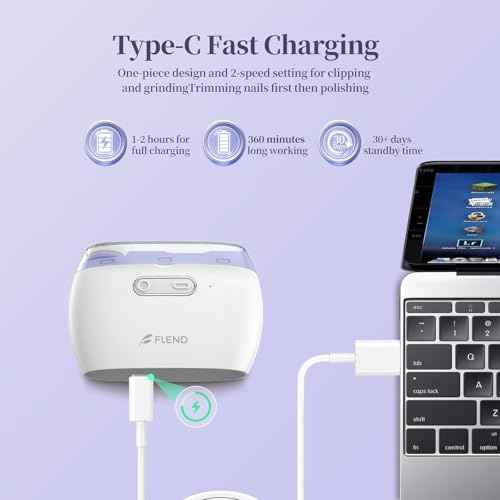 Electric 2-in-1 Nail Clipper & Polisher, 2-Speed Safe Fingernail Trimmer for All Ages, Rechargeable Automatic Nail Clipper with Light, Manicure Set for Baby Kids Seniors & Weak Hands