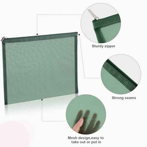 6 Pieces Mesh Makeup Bags Mesh Cosmetic Bag Portable Travel Organizing Zipper Pouch Toiletries Makeup Pouches for Home Office Travel Accessories