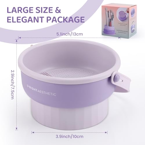 2 Pack Makeup Brush Cleaner Mat 3 in 1 Silicone Makeup Brush Cleaner Makeup Brush Cleaning Bowl Makeup Brush Sponge Scrubber Tool for Cleaning, Storage And Upside Down Drying£¨Two Pink)