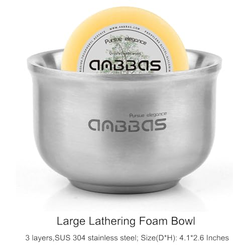 Anbbas Faux Badger Shaving Brush,Stainless Steel Shaving Razor and Brush Stand, Shaving Bowl and 100g Natural Soap Puck Refill,4in1 Wet Shave Kit for Men
