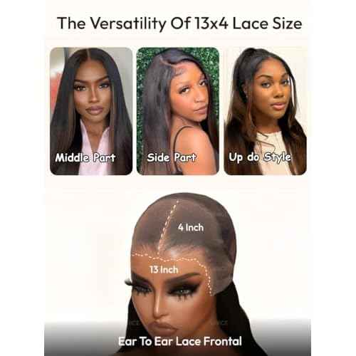 UNICE Yaki Straight 13x4 Lace Front Wigs Human Hair with Drawstring Pre Everything Glueless Frontal Human Hair Wig Pre Plucked Pre Cut Bleached Knots Chestnut Brown ombre Color 150% Density 10 inch