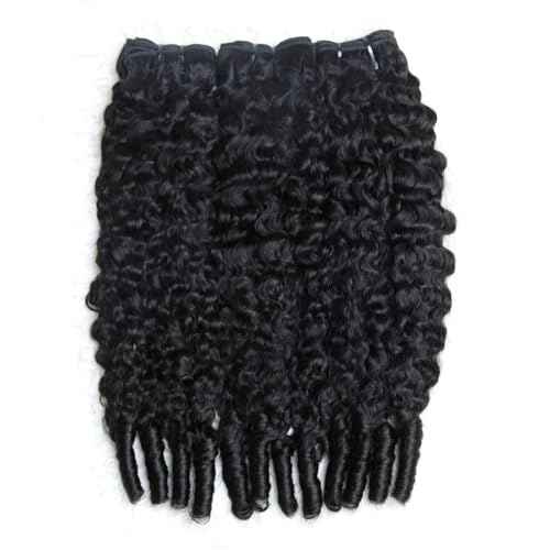3c4a Burmese Curly Bundles Human Hair Weave Water Wave Curly Quick Weave Sew in Hair Extensions with Spiral End for Women Natural Black 3 Bundles Mixed Length 18 18 18 Inches