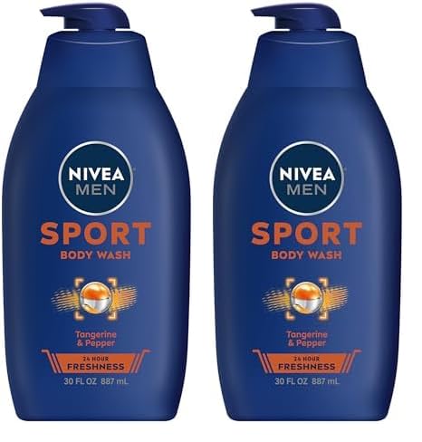 Nivea Men Sport Body Wash for Men with Revitalizing Minerals, Men Body Wash, 30 Fl Oz Pump Bottle (Pack of 2)