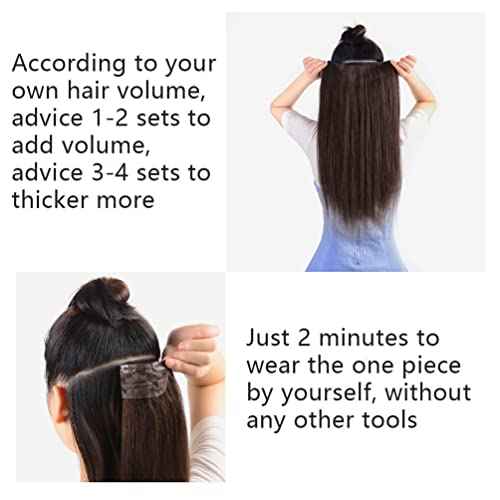 Winsky Hair Extensions Real Human Hair - One Piece Brown Balayage Remy Hair Extensions Clip on 70gram for Women (14inch, #4T27P4)