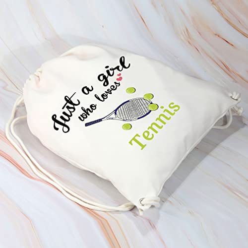 CMNIM Tennis Drawstring Bag for Her Tennis Players Gifts Tennis Lover Gifts Tennis Racquet Backpack Bags Small Sports Gym String Bags