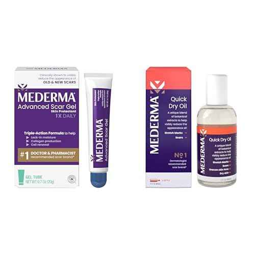 Mederma Scar Treatment Bundle - Advanced Scar Gel 0.70oz (20g) and Quick Dry Oil 2.02 Oz (60ml) for Old & New Scars, Stretch Marks, and Uneven Skin Tone