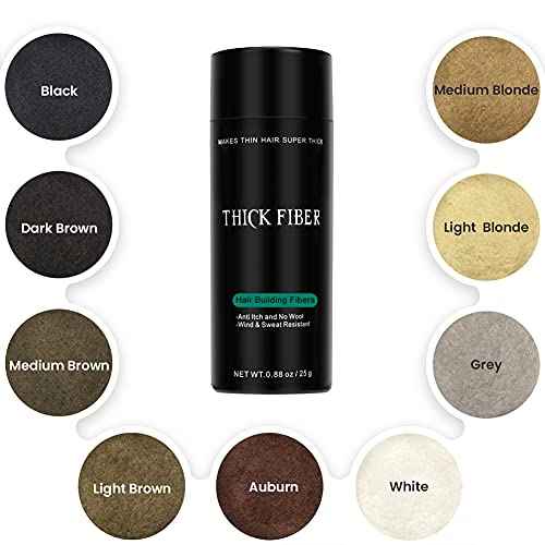 THICK FIBER Hair Fibers for Thinning Hair & Bald spots (LIGHT BROWN, Pack of 2) - 25g Bottle - Conceals Hair Loss in Seconds - Hair Powder For Women & Men