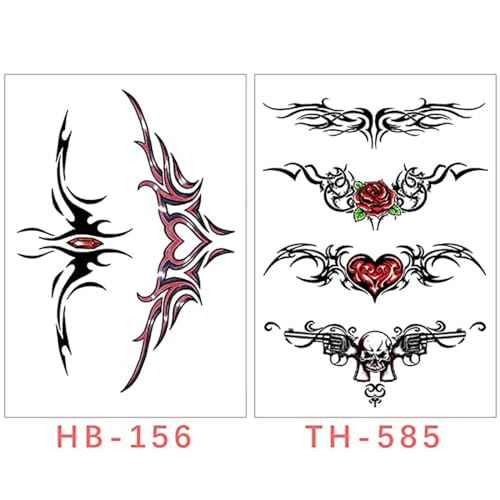 8 Sheets Belly Tattoos Stickers Temporary Fun Waist Cover Scar Female Tattoo Waterproof for Female Women and Girls