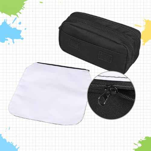 4 Pcs Blank Sublimation Pencil Case Cosmetic Bags Printable Multipurpose DIY Makeup Bags Toiletry Pouch with Removable Flap-Black