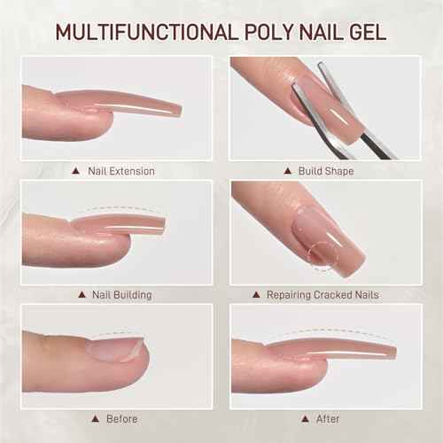 GAOY Crystal Poly Gel, 60g Nail Extension Enhancement Builder Gel, for Beginner & Professional Nail Art Salon DIY at Home, Nude 03