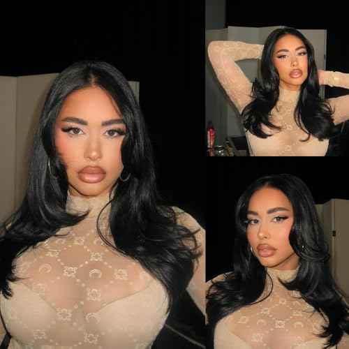 Bob Wig Human Hair 13x4 Body Wave Lace Front Wigs Human Hair 200% Density Human Hair Wigs for Black Women with Baby Hair (18 Inch, Natural Black)