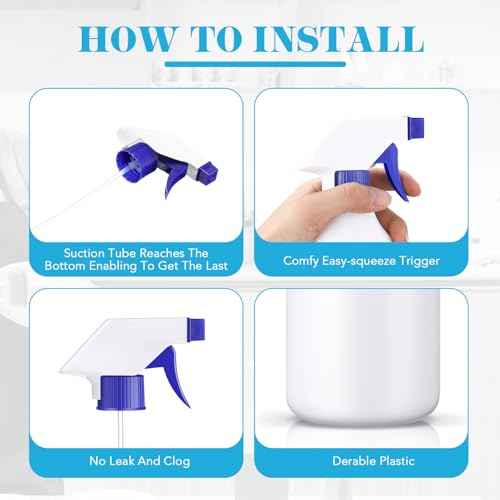 Tanlade 30 Pcs Plastic Spray Bottles 16 oz Leak Proof Squirt Bottle Refillable Empty Spray Water Mist Sprayer with Nozzles for Hair Essential Oil Cleaning Solutions Plants Pets(Blue)