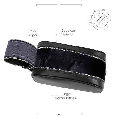 Full-Grain Leather Toiletry Bag for Men & Women | Travel Dopp Kit & Makeup Organizer | LWG Gold-Rated Certified | Durable Zip Closure, Carry Handle | Gift & Daily Use, Brown
