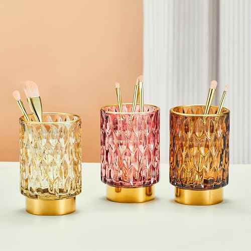 Makeup Brush Holder Organizer,Toothbrush Holders,Desk Pen Pencil Holder,Multifunctional Vintage Glass Brush Cup£¨A39-5-US£©