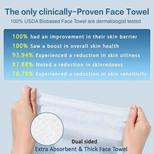 Disposable Face Towels 100% USDA Biobased Makeup Remover Dry Wipes Face Towelette, 10in X 12in Large Size Super Soft & Thick Face Cloths for Sensitive Skin 50 Ct /1 Pack