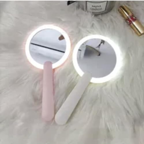 fancii LED Makeup Mirror,Handheld Makeup Mirror,LED Travel Mirror, USB Charging, No AAA Battery Required, Mini Portable, Multi-Functional Cosmetic Mirror for Travel and Home Use,Folding Mirror(White)